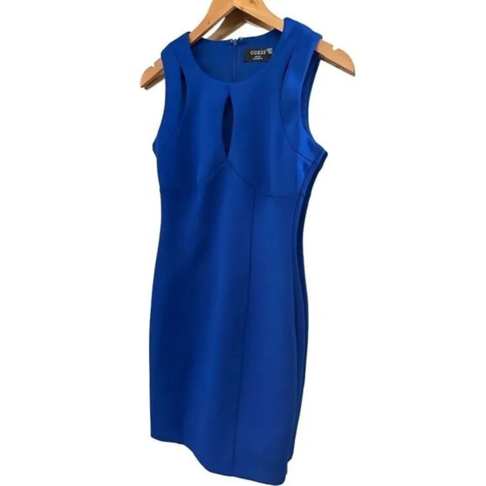 Guess Bodycon Blue Knee Length Dress Size 2